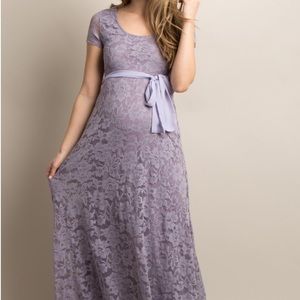 LIKE NEW!!! Lavender Lace Sash Tie Maternity Dress